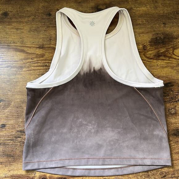 Athleta Shanti Watercolor Brown Stripe Tank Crop Top - Picture 4 of 10